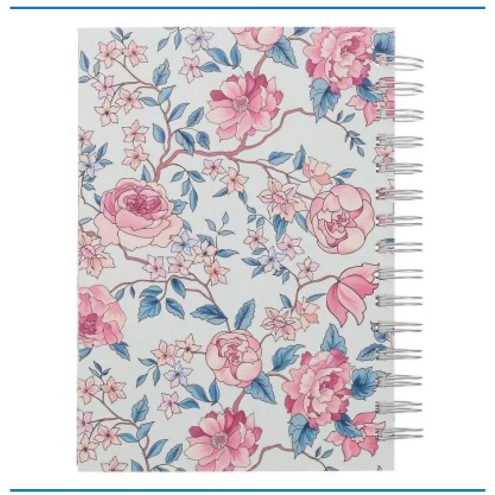 Floral Spiral Notebook - Pink and Blue